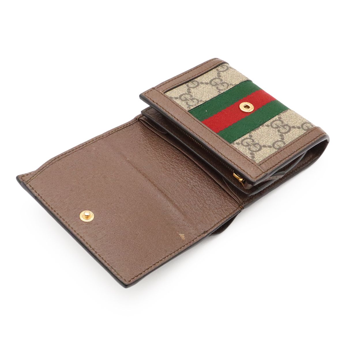Gucci Ophidia GG Wallet Supreme Compact Sherry Line Bifold Beige Brown — view 5