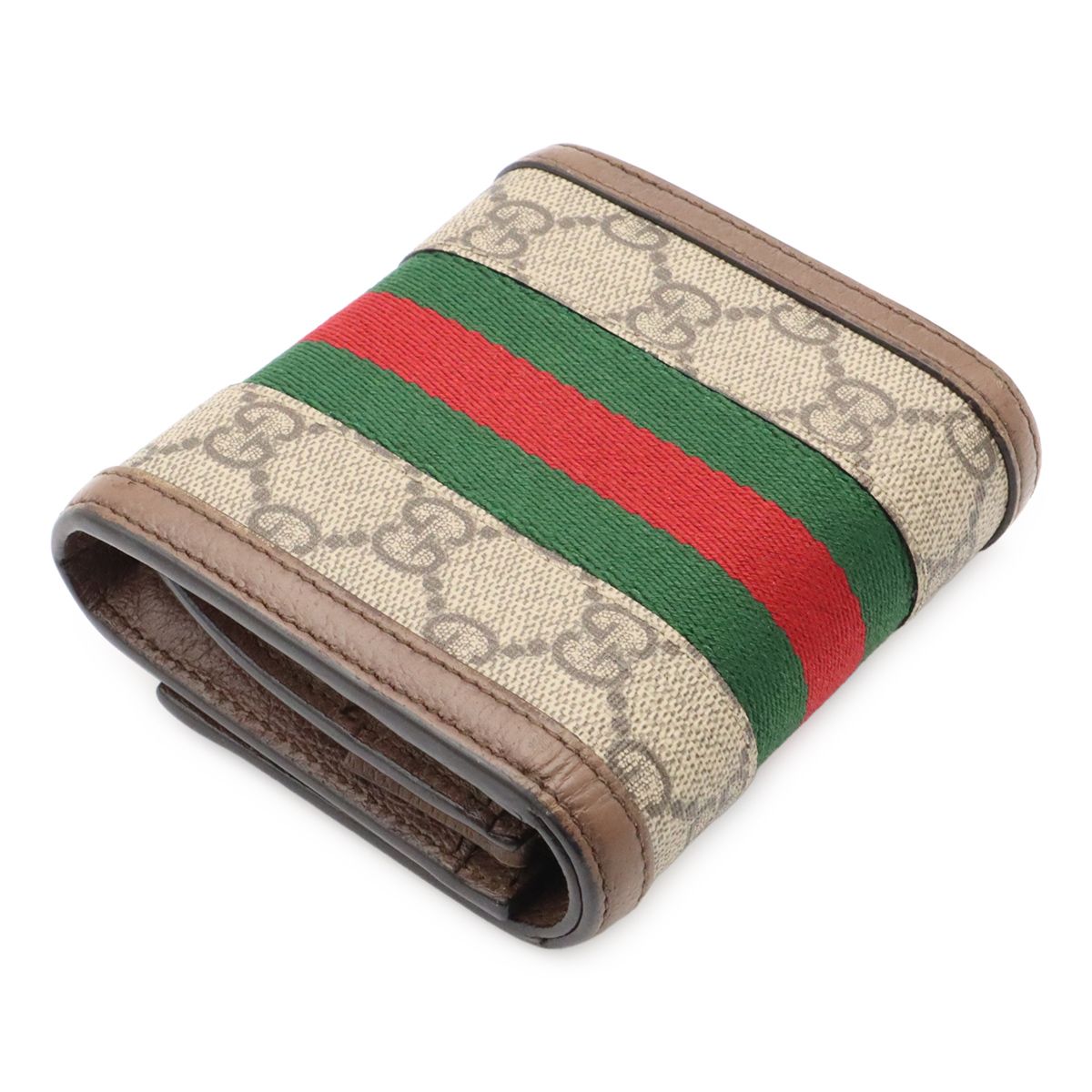 Gucci Ophidia GG Wallet Supreme Compact Sherry Line Bifold Beige Brown — view 2