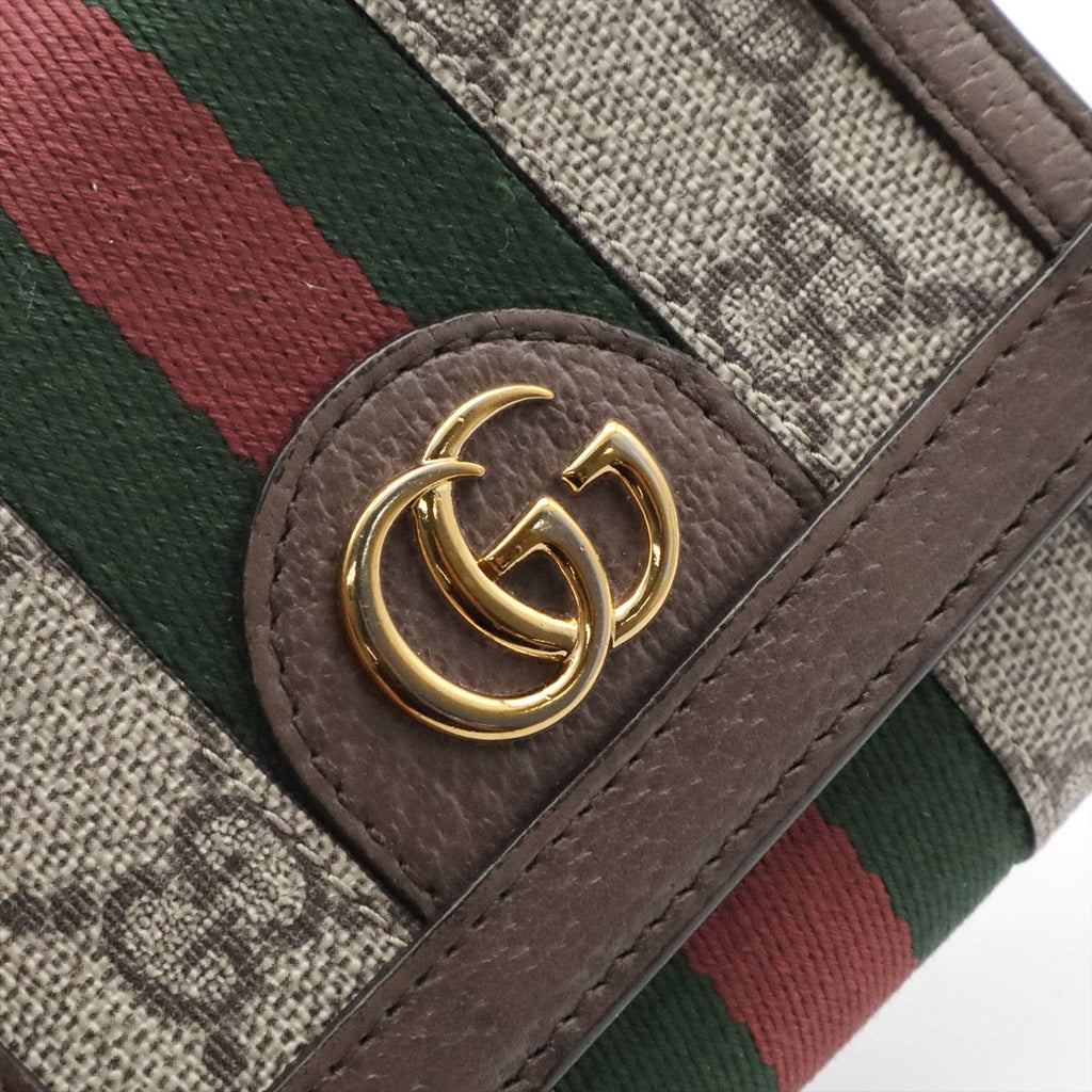 Gucci Ophidia GG Wallet Supreme Compact Sherry Line Bifold Beige Brown — view 4