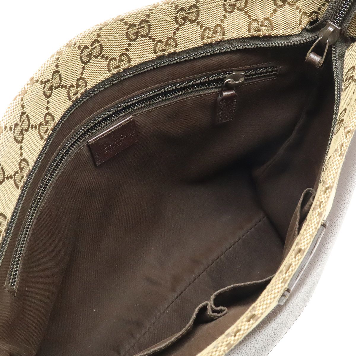 Gucci GG Canvas Shoulder Bag Crossbody Leather Khaki Beige Brown Dark Silver — view 6