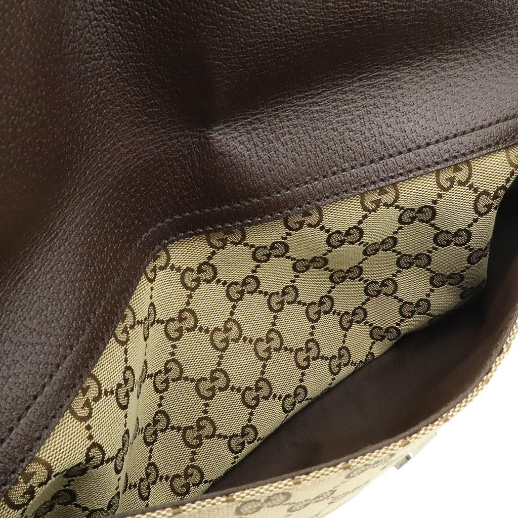 Gucci GG Canvas Shoulder Bag Crossbody Leather Khaki Beige Brown Dark Silver — view 7