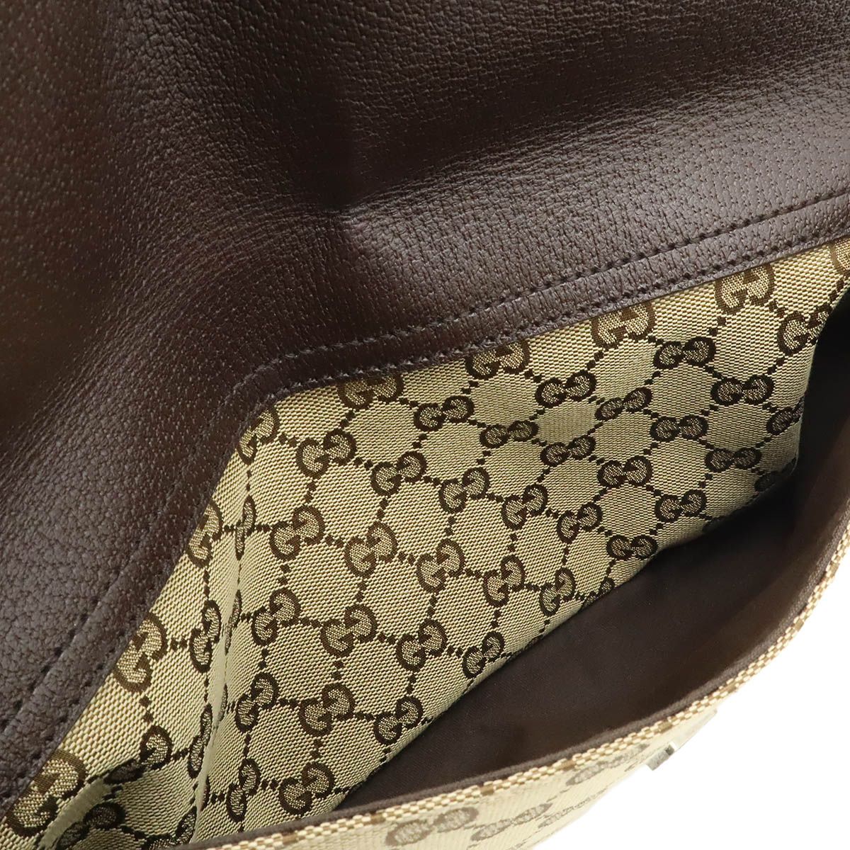 Gucci GG Canvas Shoulder Bag Crossbody Leather Khaki Beige Brown Dark Silver — view 7