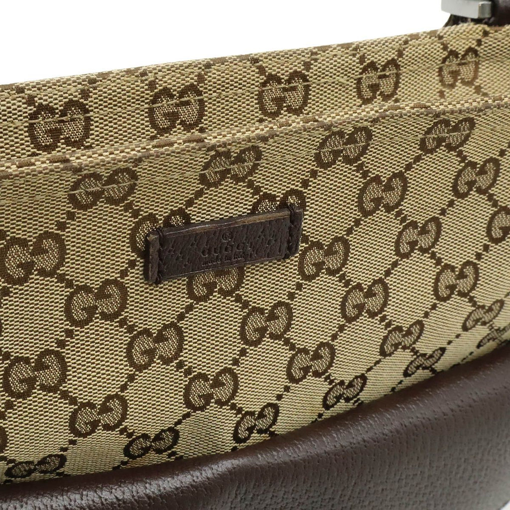 Gucci GG Canvas Shoulder Bag Crossbody Leather Khaki Beige Brown Dark Silver — view 8