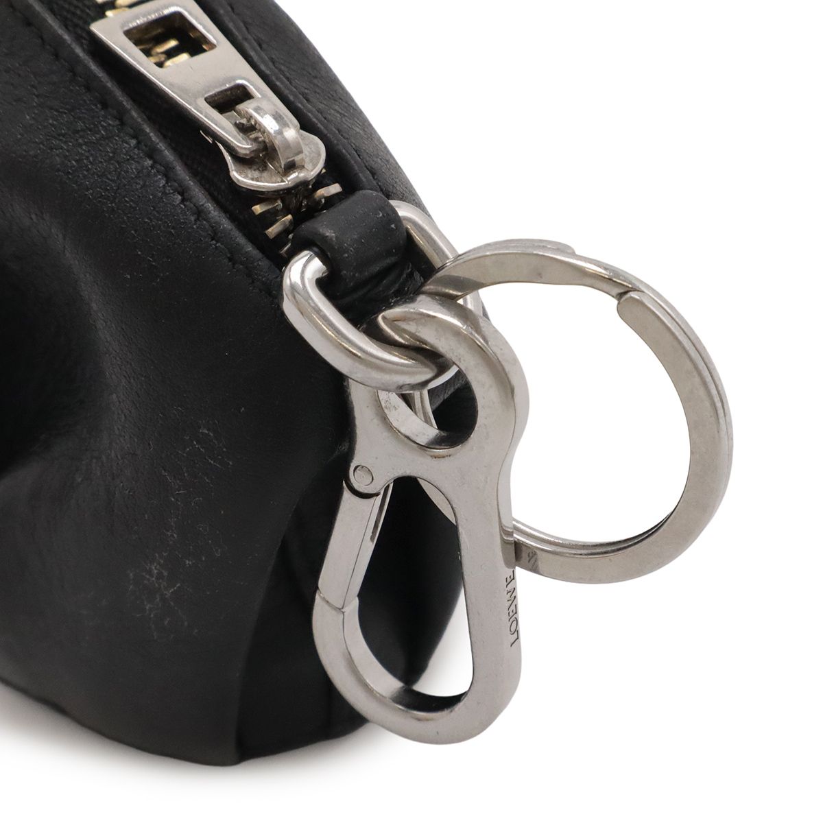 Loewe Elephant Animal Coin Case Pouch Charm Leather Black Silver — view 4