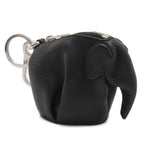 Loewe Elephant Animal Coin Case Pouch Charm Leather Black Silver — view 2