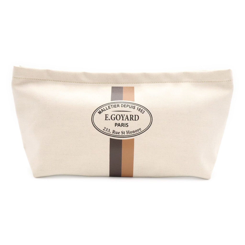 Goyard le Nesse Organizer Inner Pouch Clutch Canvas Beige Brown Silver