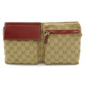 Gucci GG Canvas Sherry Line Belt Bag Waist Pouch Hip Leather Beige Pink Red Gold