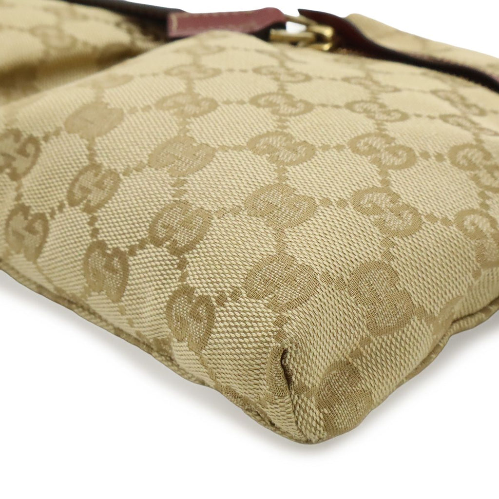 Gucci GG Canvas Sherry Line Belt Bag Waist Pouch Hip Leather Beige Pink Red Gold — view 3