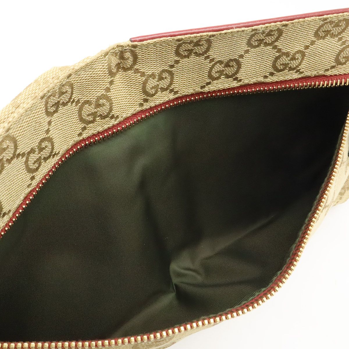 Gucci GG Canvas Sherry Line Belt Bag Waist Pouch Hip Leather Beige Pink Red Gold — view 5