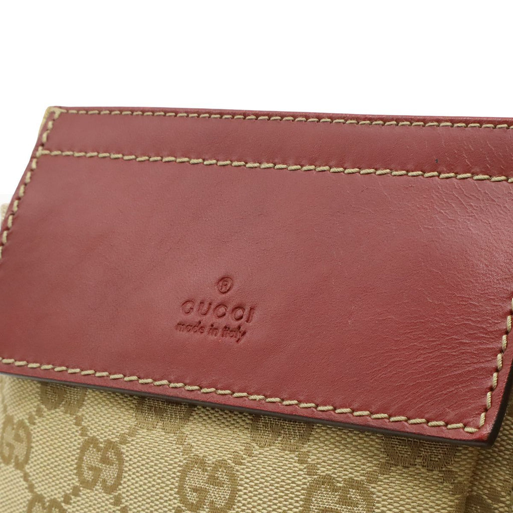 Gucci GG Canvas Sherry Line Belt Bag Waist Pouch Hip Leather Beige Pink Red Gold — view 6