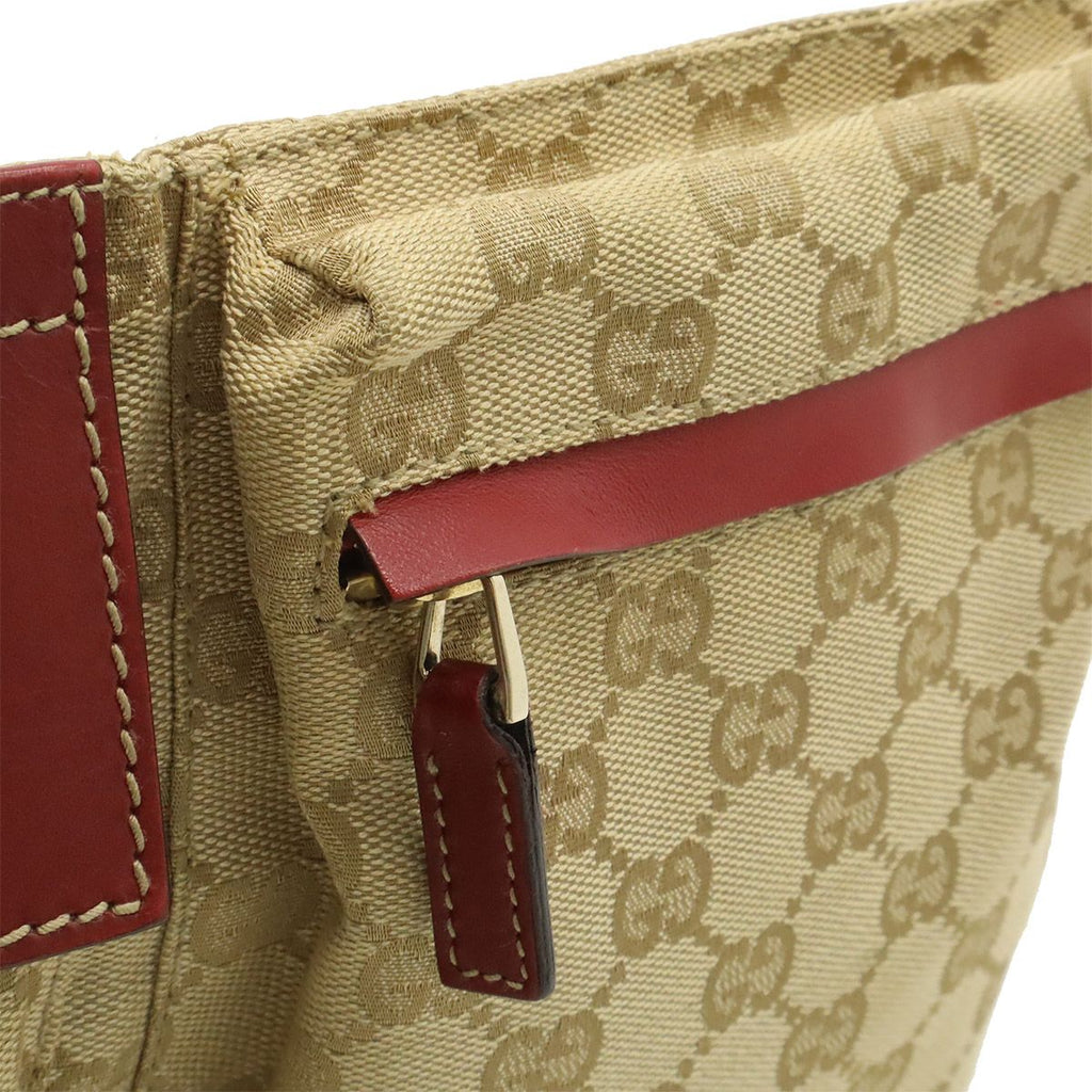 Gucci GG Canvas Sherry Line Belt Bag Waist Pouch Hip Leather Beige Pink Red Gold — view 7