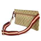 Gucci GG Canvas Sherry Line Belt Bag Waist Pouch Hip Leather Beige Pink Red Gold — view 2