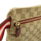 Gucci GG Canvas Sherry Line Belt Bag Waist Pouch Hip Leather Beige Pink Red Gold — view 4