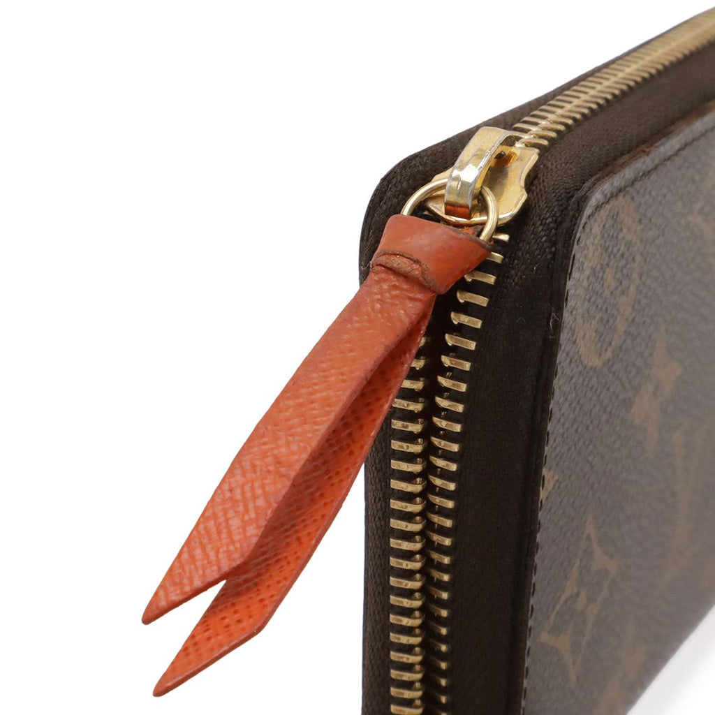Louis Vuitton Monogram Portefeuille Clemence Zip Around Wallet Piment Orange — view 4
