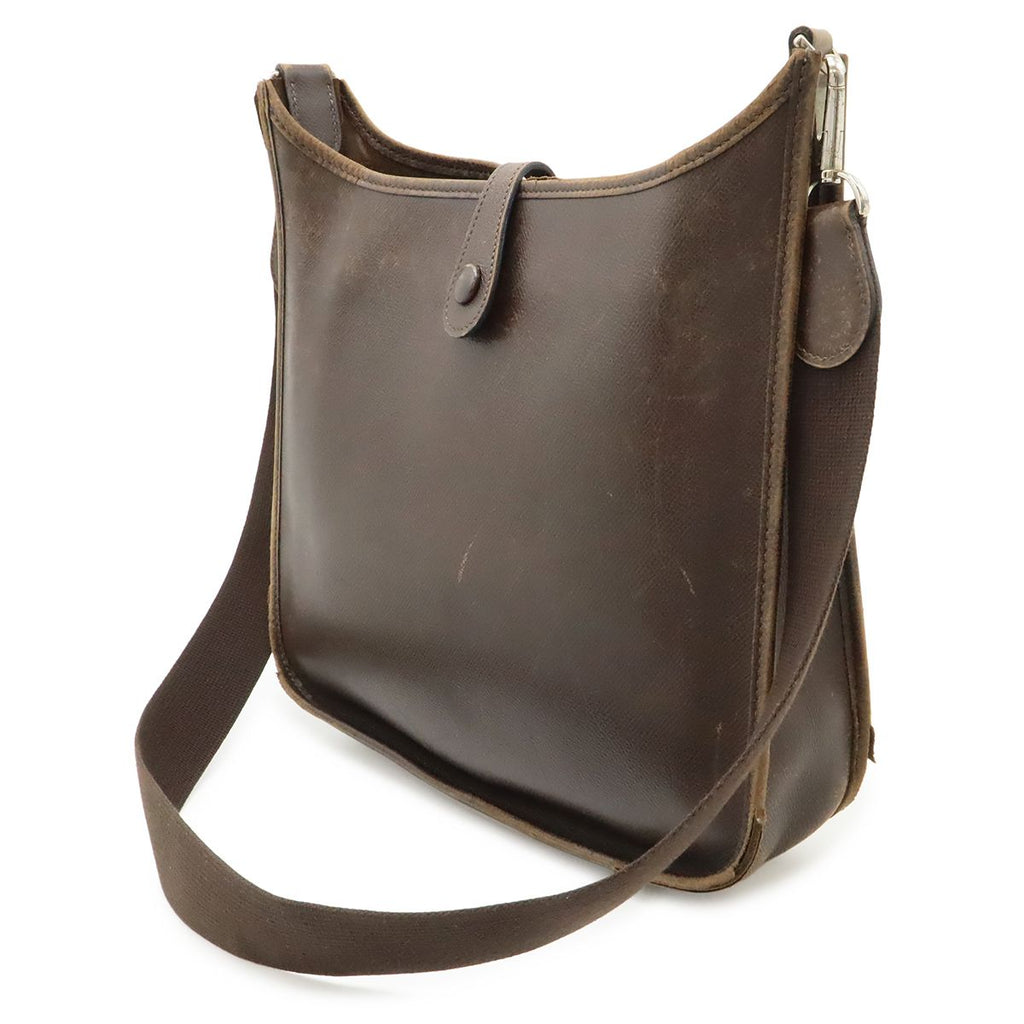 Hermes Evelyne I 1 PM Shoulder Bag Courchevel Leather Dark Brown Silver — view 2