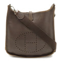 Hermes Evelyne I 1 PM Shoulder Bag Courchevel Leather Dark Brown Silver