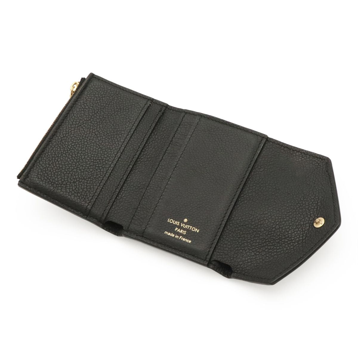 Louis Vuitton Monogram Empreinte Portefeuille Zoe Trifold Wallet Noir Black Gold — view 5