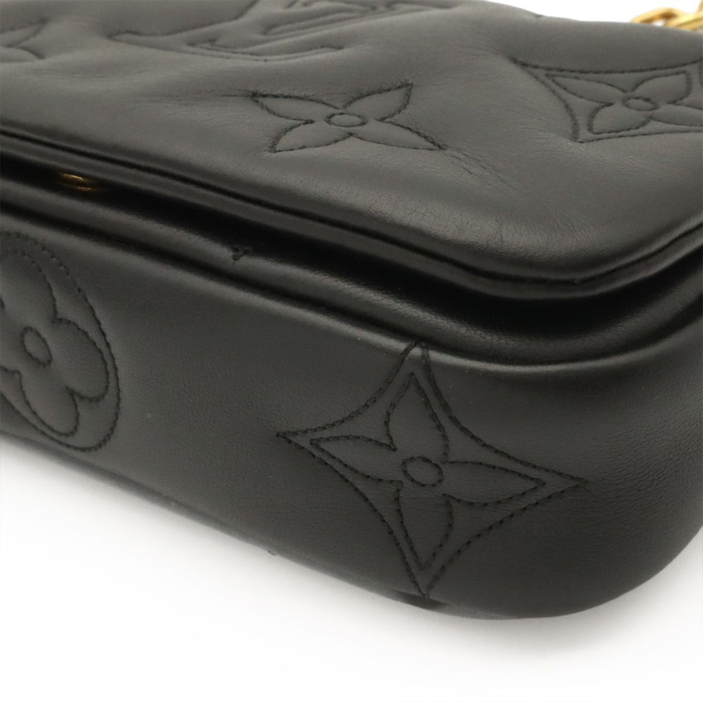Louis Vuitton Bubble Glam Wallet on Strap Chain Shoulder Bag 3way Clutch Noir — view 3