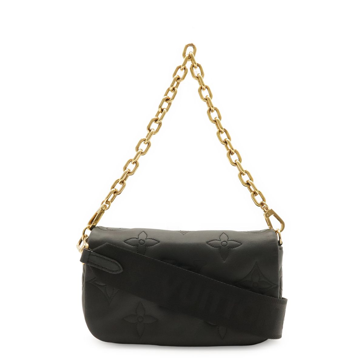 Louis Vuitton Bubble Glam Wallet on Strap Chain Shoulder Bag 3way Clutch Noir