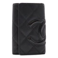 Chanel Cambon Line Key Case 6 Key Calfskin Patent Patent Leather Black Pink