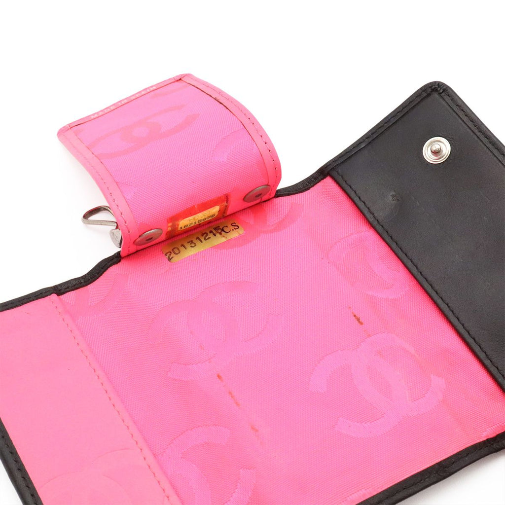 Chanel Cambon Line Key Case 6 Key Calfskin Patent Patent Leather Black Pink — view 8