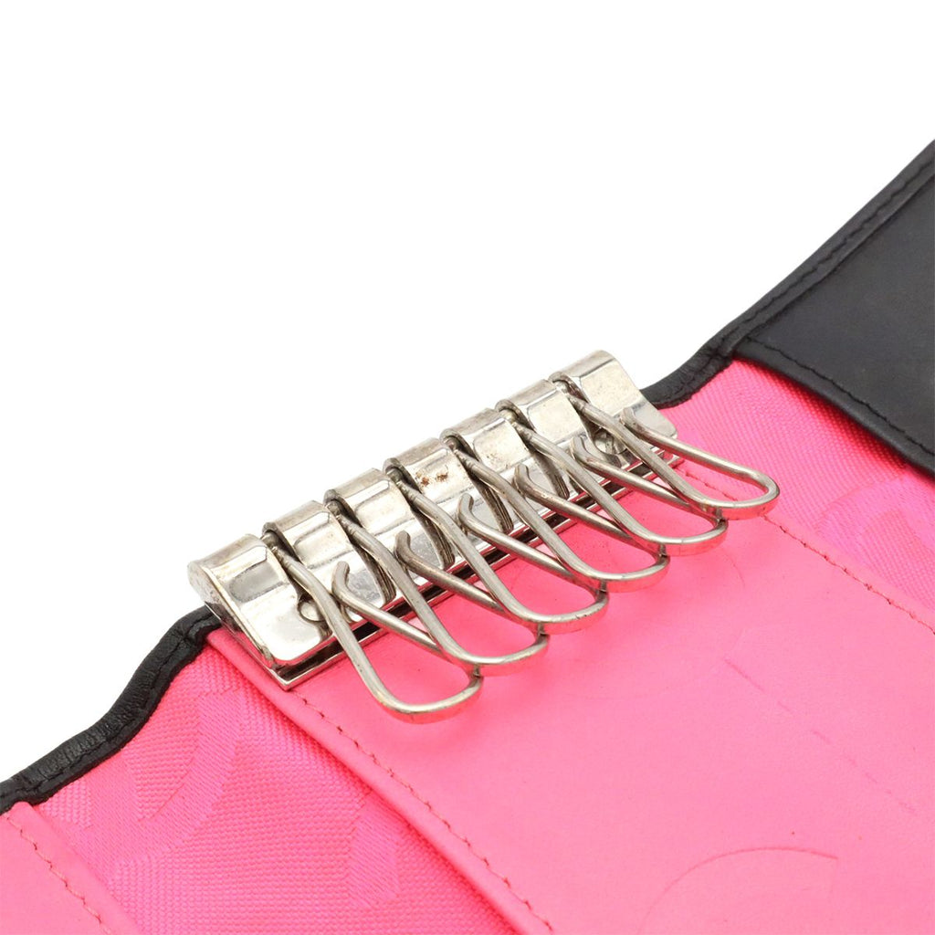 Chanel Cambon Line Key Case 6 Key Calfskin Patent Patent Leather Black Pink — view 6