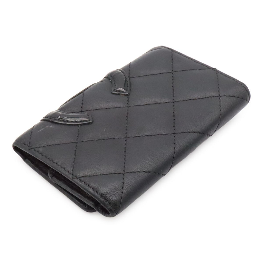 Chanel Cambon Line Key Case 6 Key Calfskin Patent Patent Leather Black Pink — view 2