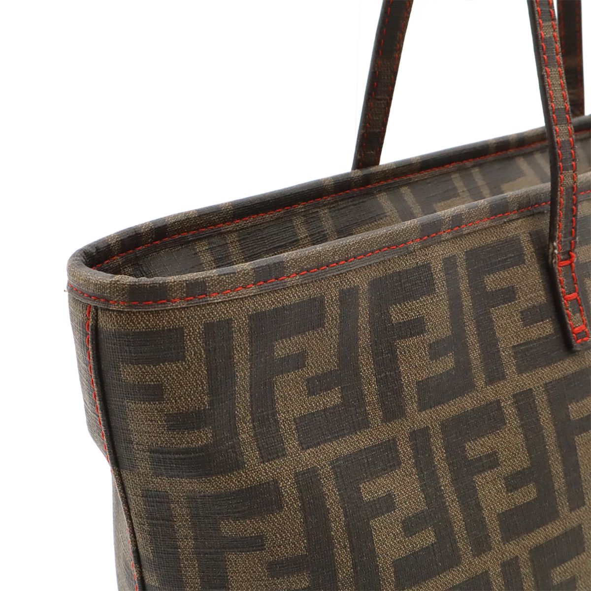 Fendi Zucca Tote Bag Shoulder Khaki Brown Dark — view 8