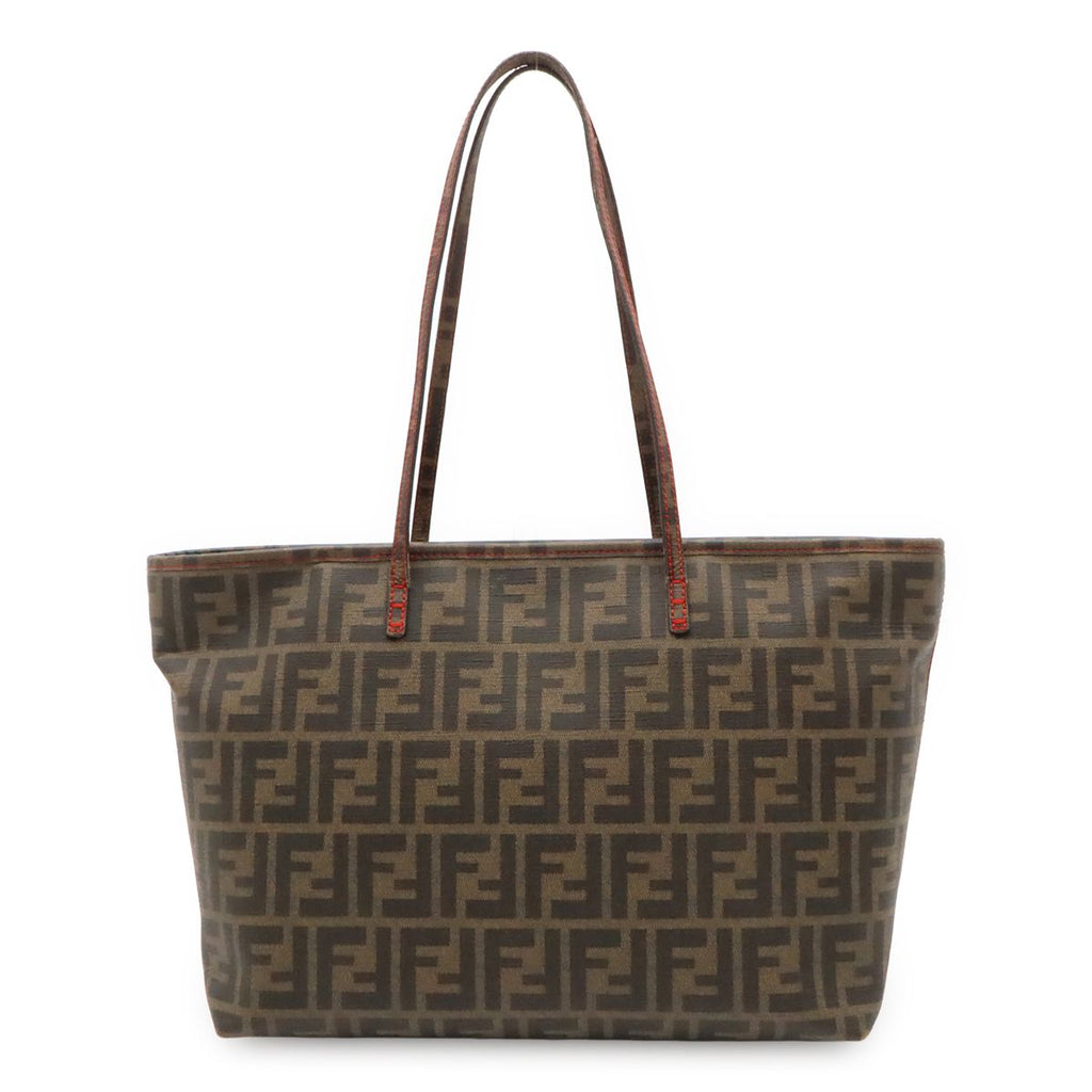 Fendi Zucca Tote Bag Shoulder Khaki Brown Dark