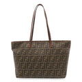 Fendi Zucca Tote Bag Shoulder Khaki Brown Dark