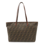 Fendi Zucca Tote Bag Shoulder Khaki Brown Dark