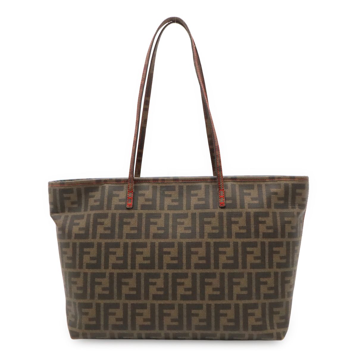 Fendi Zucca Tote Bag Shoulder Khaki Brown Dark