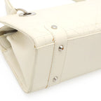 Dior Cannage Handbag Shoulder Long Leather Ivory White Silver — view 3