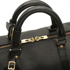 Louis Vuitton Epi Keepall 50 Boston Bag Purse Leather Noir Black Gold — view 6