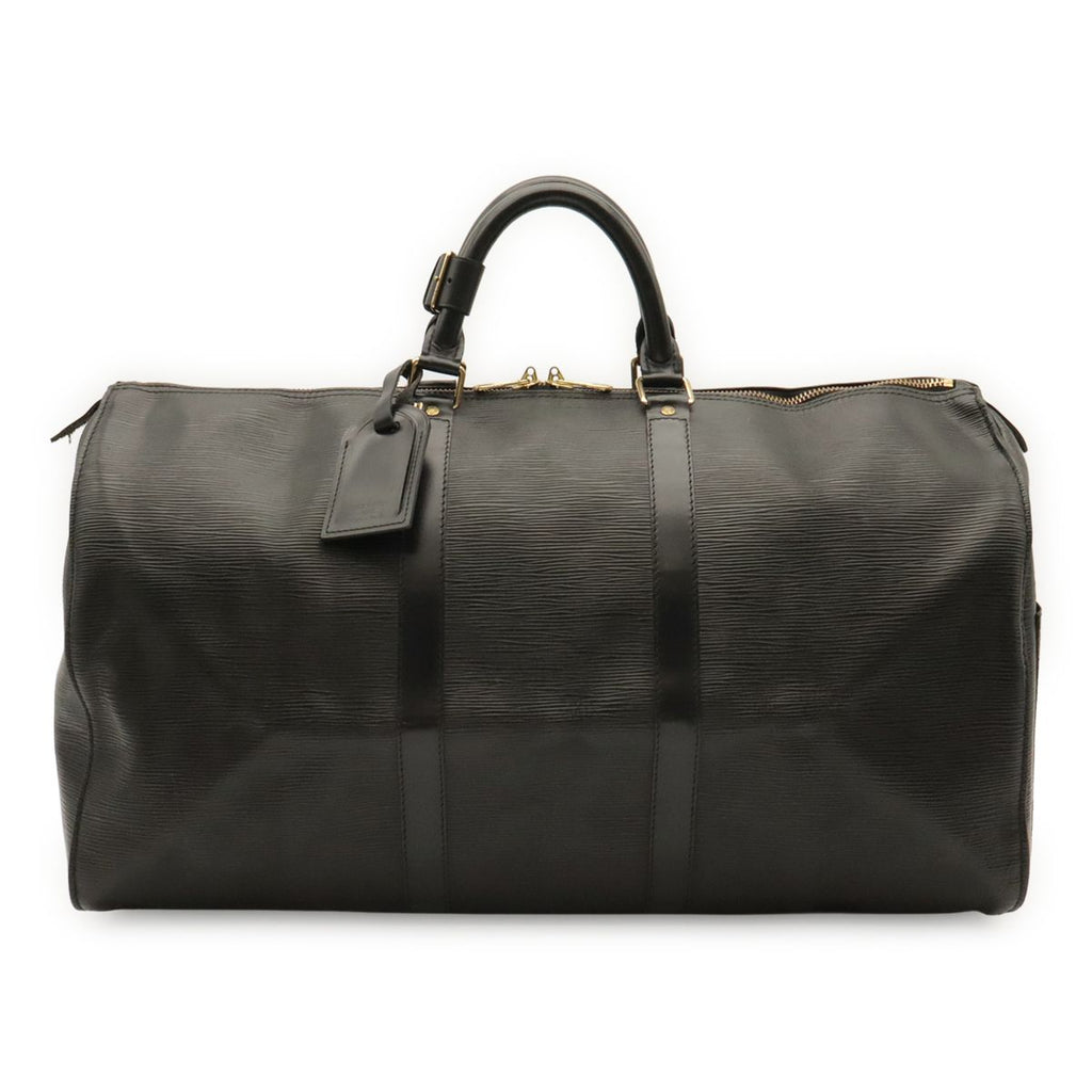 Louis Vuitton Epi Keepall 50 Boston Bag Purse Leather Noir Black Gold