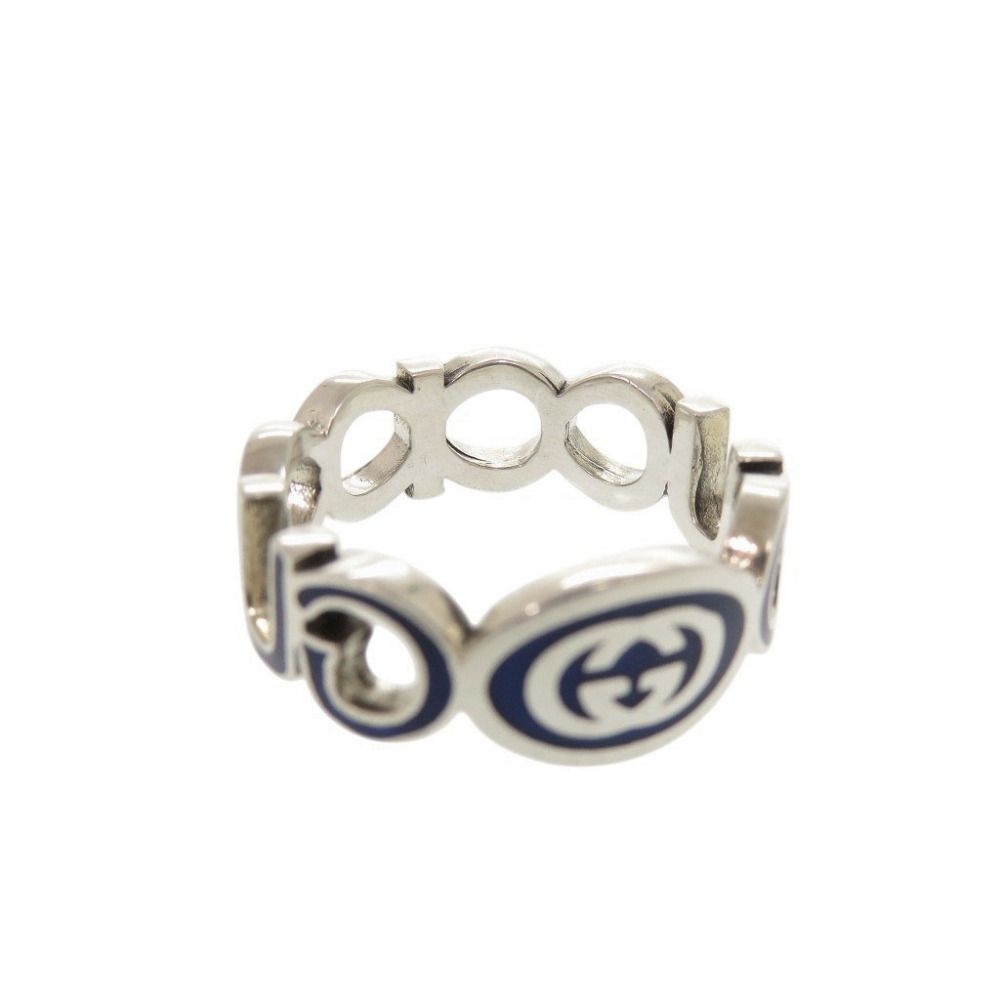 Gucci Interlocking G 925 Sterling Silver Blue Ring — view 6