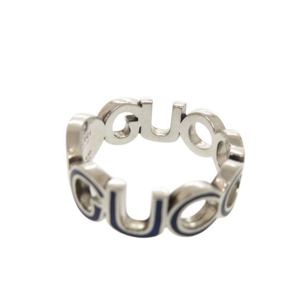 Gucci Interlocking G 925 Sterling Silver Blue Ring — view 7