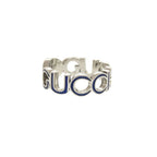 Gucci Interlocking G 925 Sterling Silver Blue Ring — view 2