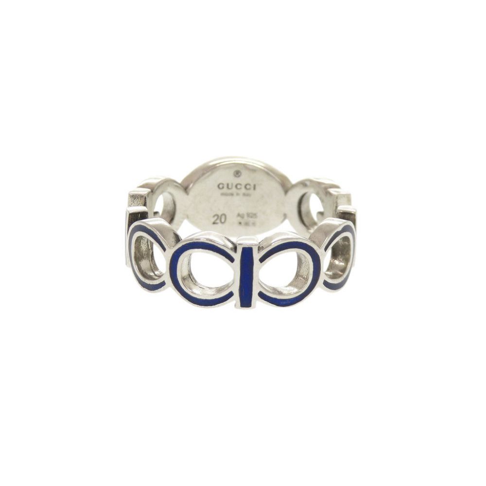 Gucci Interlocking G 925 Sterling Silver Blue Ring — view 3