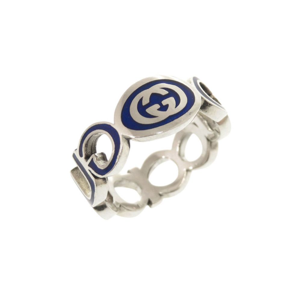 Gucci Interlocking G 925 Sterling Silver Blue Ring