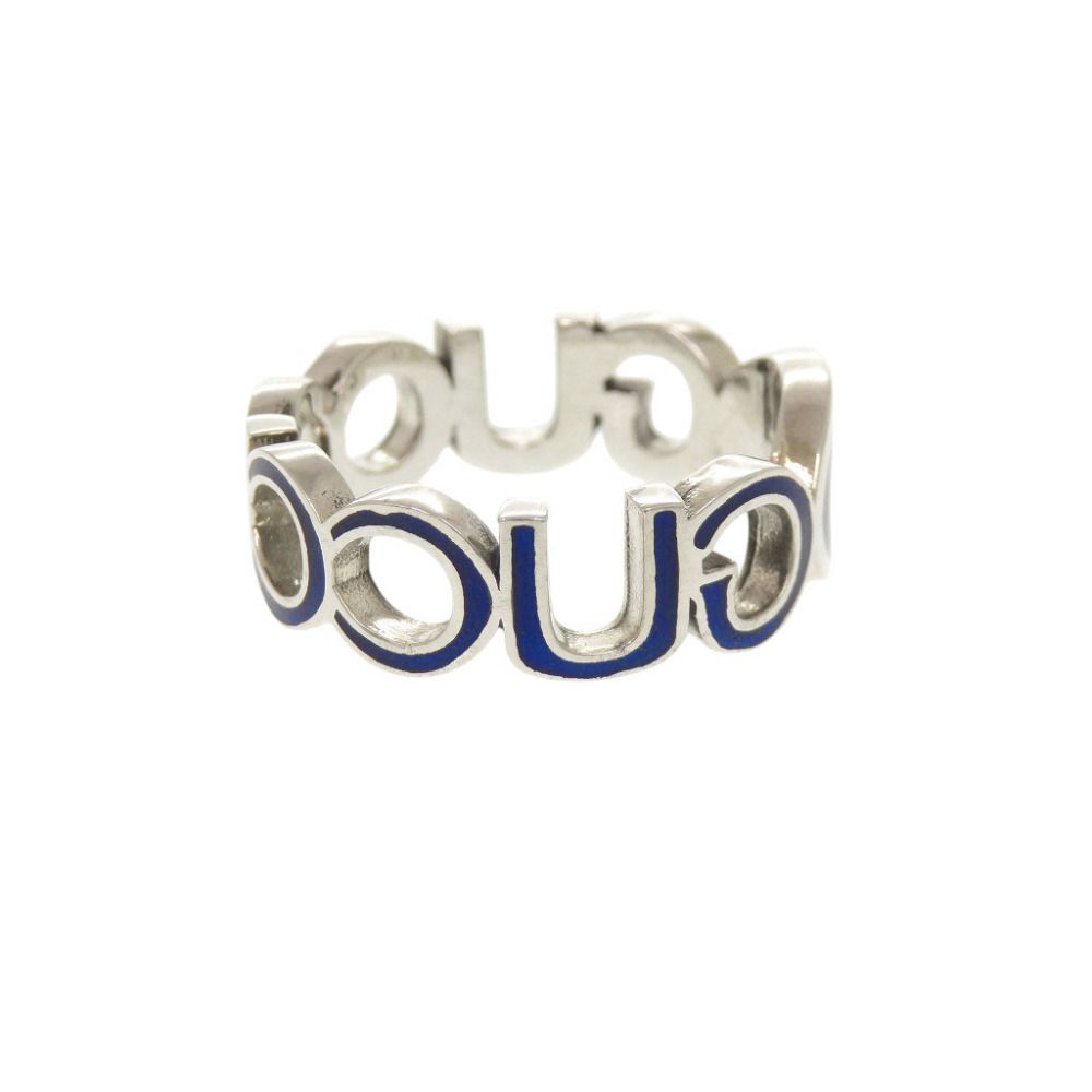 Gucci Interlocking G 925 Sterling Silver Blue Ring — view 4