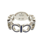 Gucci Interlocking G 925 Sterling Silver Blue Ring — view 5