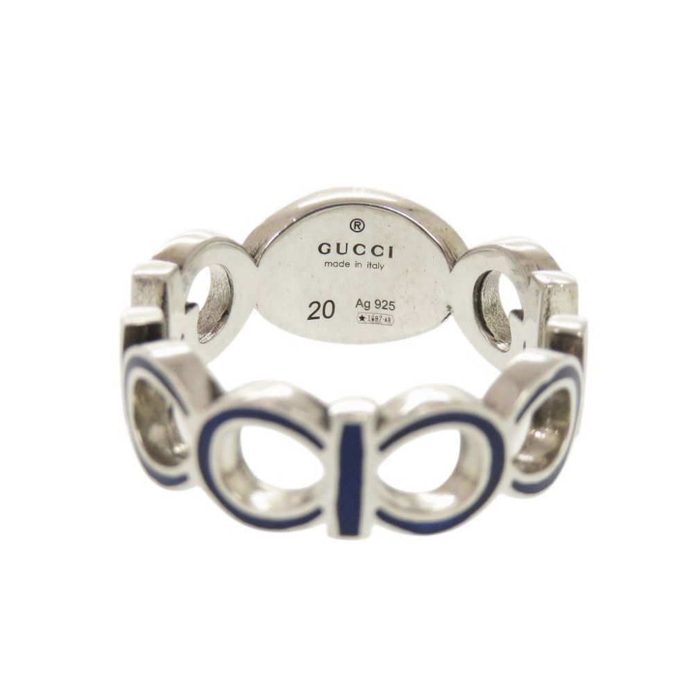 Gucci Interlocking G 925 Sterling Silver Blue Ring — view 5