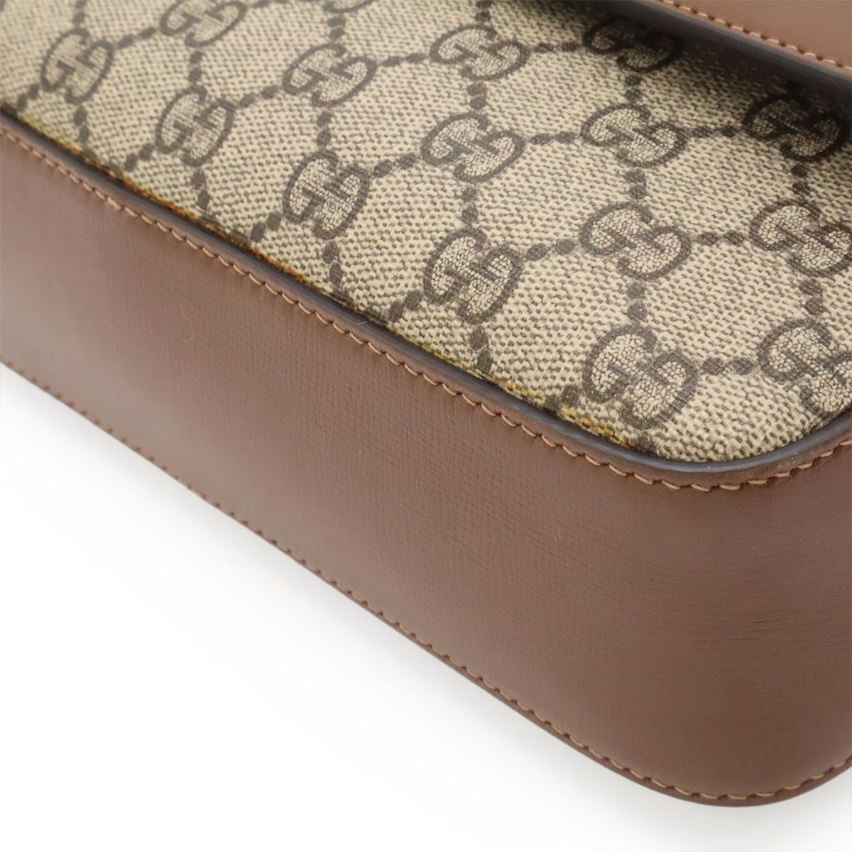 Gucci Horsebit 1955 Small Shoulder Bag GG Supreme Pochette Crossbody Leather Beige — view 3
