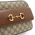 Gucci Horsebit 1955 Small Shoulder Bag GG Supreme Pochette Crossbody Leather Beige — view 8