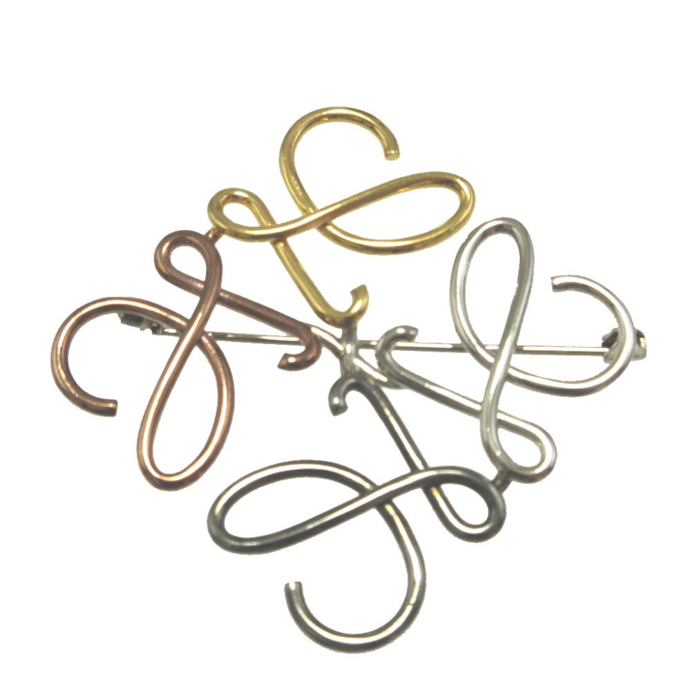 Loewe Anagram Metal Gold Silver Blanc's Gunmetal Brooch — view 4