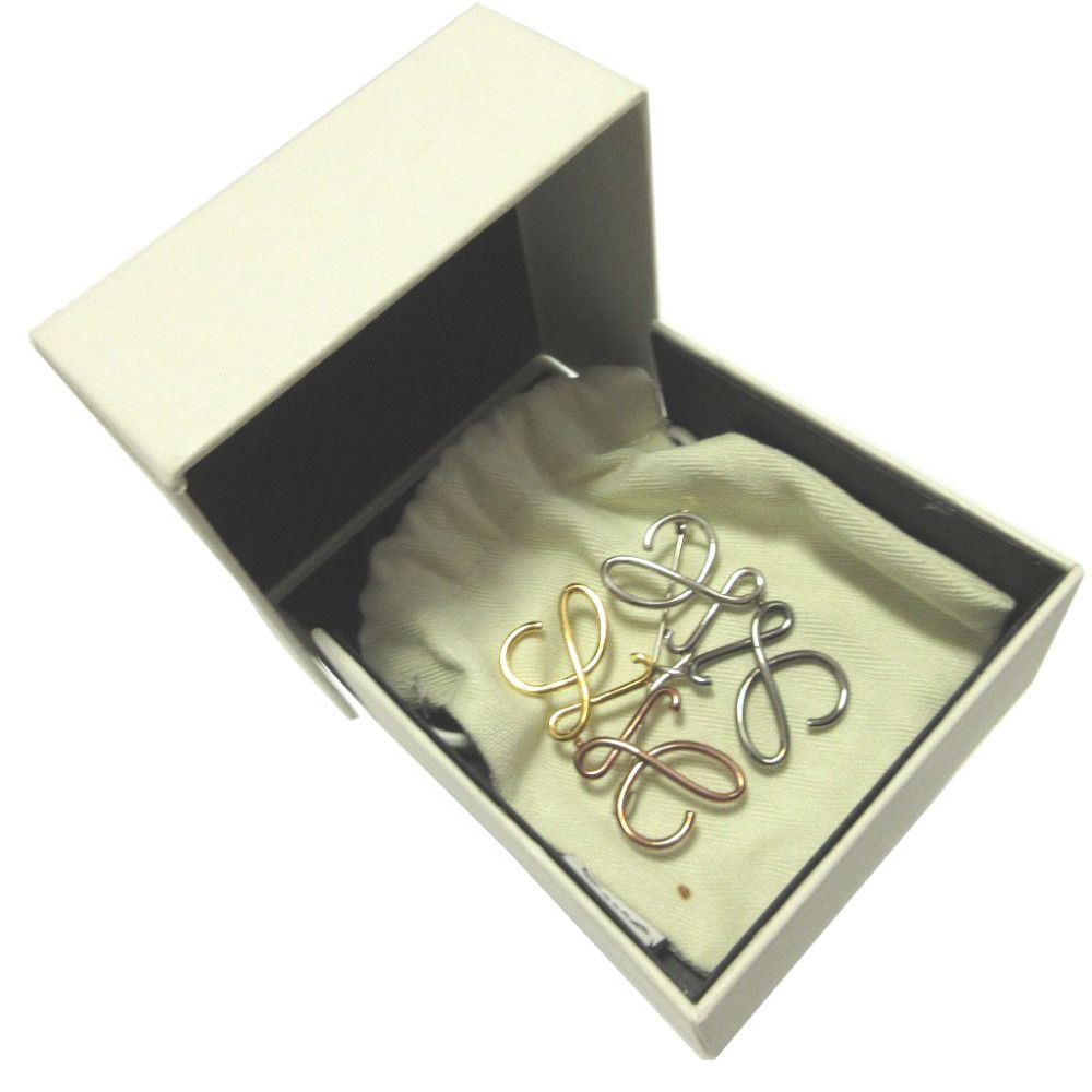 Loewe Anagram Metal Gold Silver Blanc's Gunmetal Brooch — view 2