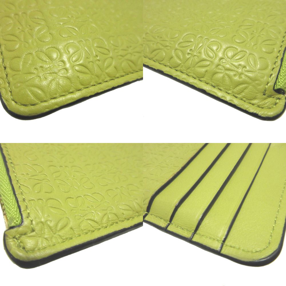 Loewe Repeat Anagram Leather Green Coin Case Card Fragment — view 6