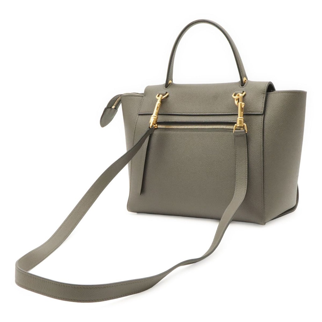 Celine Handbag Micro 2-Way Crossbody Leather Gray Gold — view 2