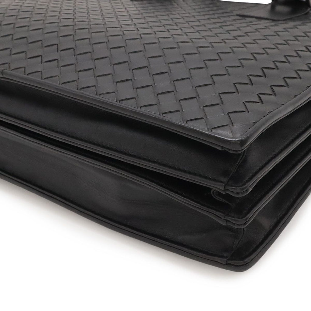 Bottega Veneta Intrecciato Business Briefcase Documents Purse Leather Black — view 3